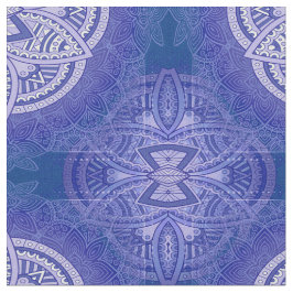 Tela Mandalas en patrones de repetición mixtos de azul 