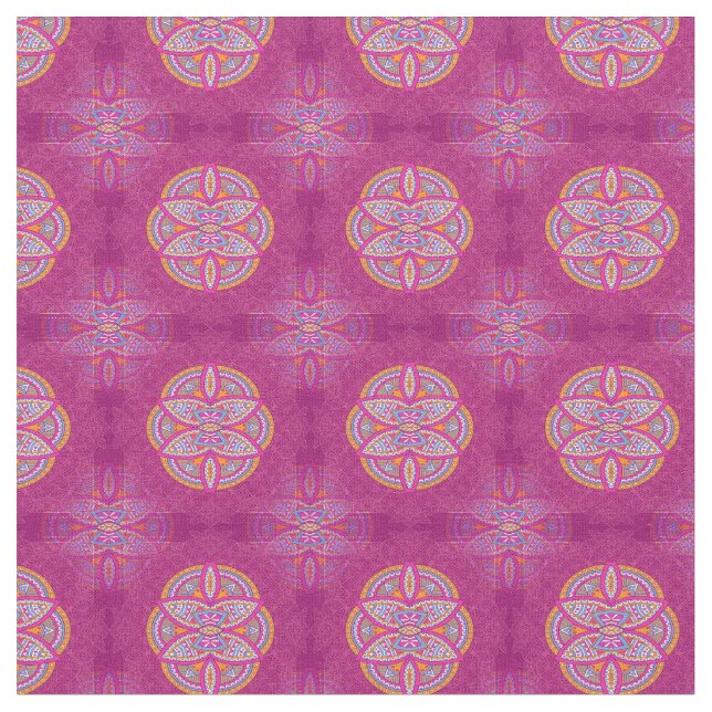 Tela Mandalas en patrones de repetición rosa mixtos (De cerca)