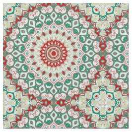 Tela Mandalas Navideños en Rojo, Verde y Blanco Inverna