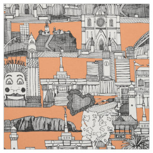 Tela Mandarina jouy toile de AUSTRALIA de