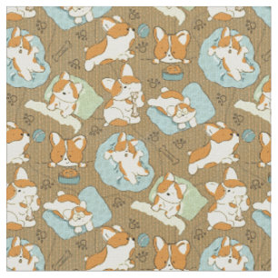 Tela Mano corta Kawaii Corgi Mascotas perros