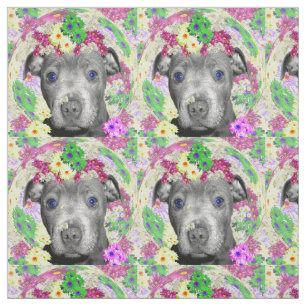 Tela Manzanas Y Flores De Staffordshire Bull Terrier,