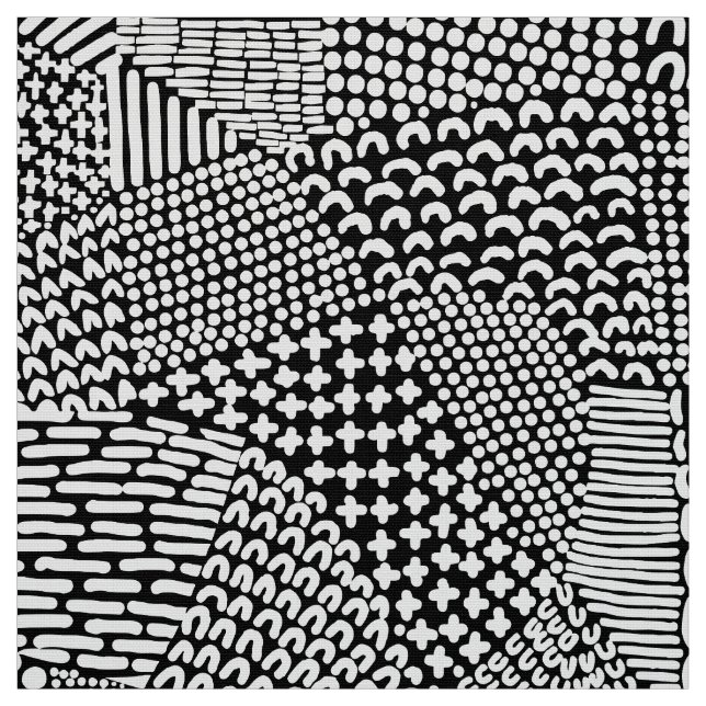 Tela Mapa abstracto de parches - Blanco sobre negro (Retal)