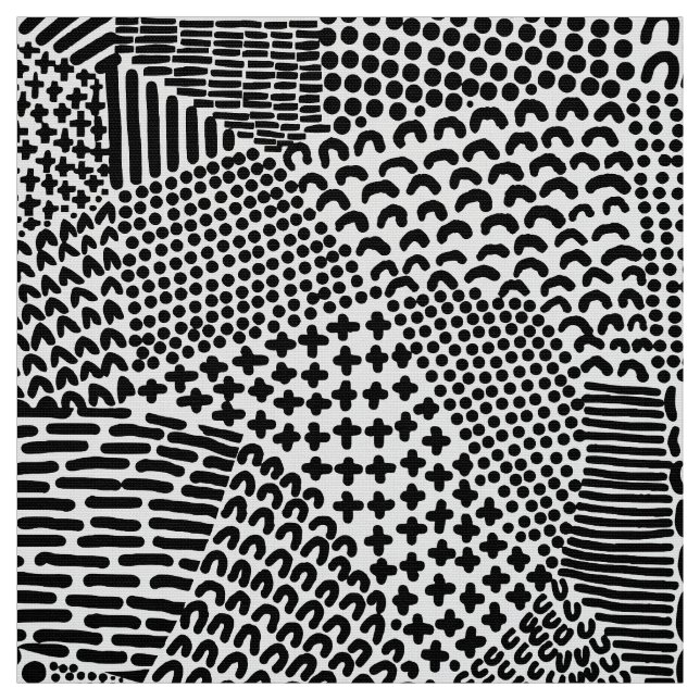Tela Mapa abstracto de parches - Negro sobre blanco (Retal)