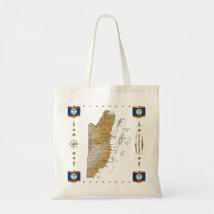 Tela Mapa de Belice + Bolso de las banderas