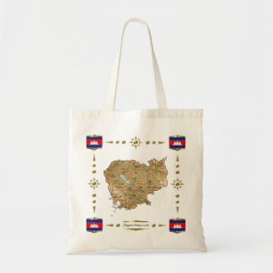 Tela Mapa de Camboya + Bolso de las banderas