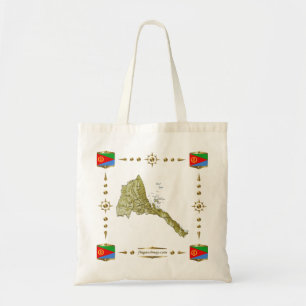 Tela Mapa de Eritrea + Bolso de las banderas