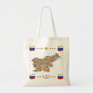 Tela Mapa de Eslovenia + Bolso de las banderas