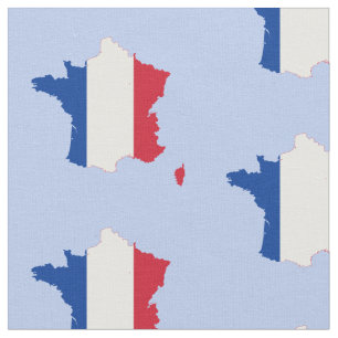 Tela Mapa de Francia con bandera francesa en azul