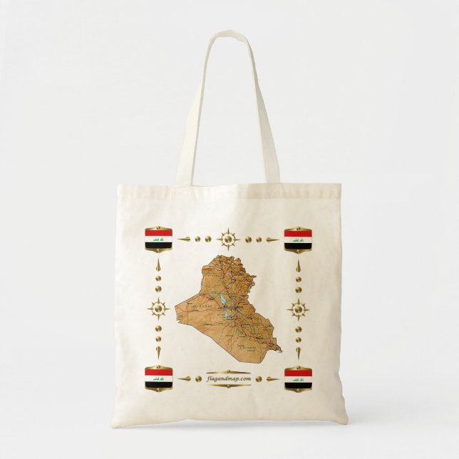 Tela Mapa de Iraq + Bolso de las banderas (Frente)