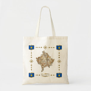 Tela Mapa de Kosovo + Bolso de las banderas