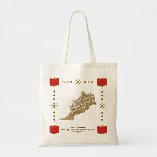 Tela Mapa de Marruecos + Bolso de las banderas (Frente)