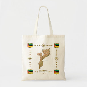 Tela Mapa de Mozambique + Bolso de las banderas