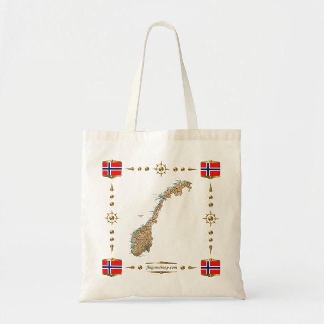 Tela Mapa de Noruega + Bolso de las banderas (Frente)