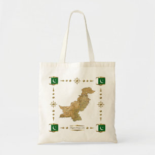 Tela Mapa de Paquistán + Bolso de las banderas