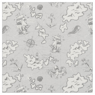 Tela mapa de piratas de monotona náutica