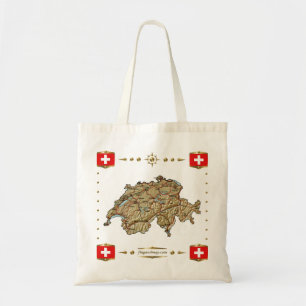 Tela Mapa de Suiza + Bolso de las banderas