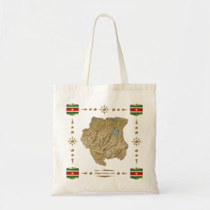 Tela Mapa de Suriname + Bolso de las banderas
