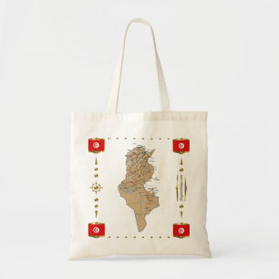 Tela Mapa de Túnez + Bolso de las banderas