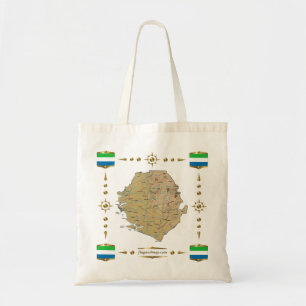 Tela Mapa del Sierra Leone + Bolso de las banderas