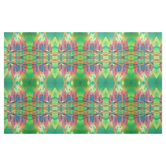 Tela Mar de Verde con basura abstracta cubista ("Cuarto gordo" (fat quarter))