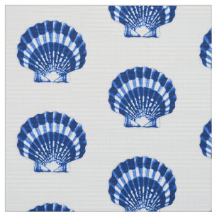 Tela Mar Shell - azul y blanco de cobalto