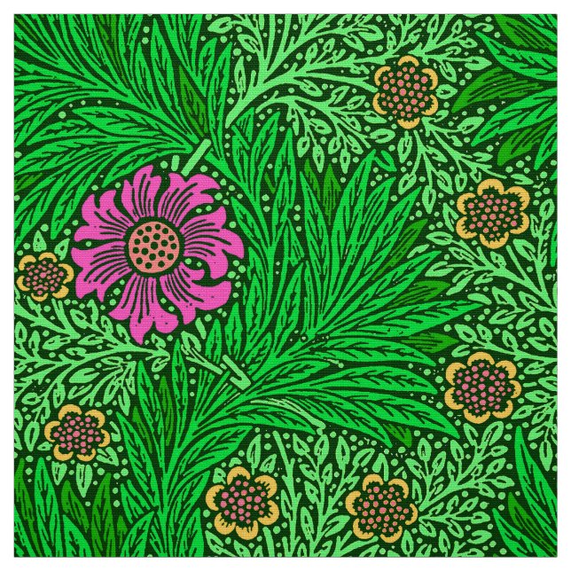 Tela Maravilla de William Morris, verde esmeralda y (Retal)