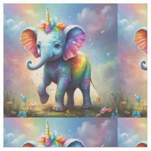 Tela Maravillas radiantes: Elefante Unicornio, bebé arc