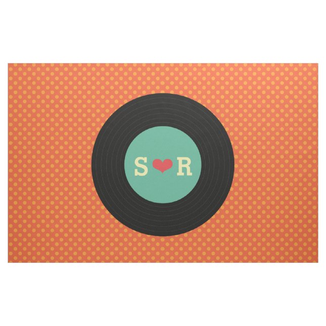 Tela Marca de Boda de registro de vinilo retro ("Cuarto gordo" (fat quarter))