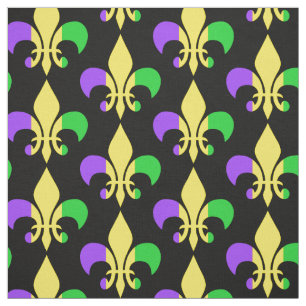Tela Mardi Gras Purple Green Yellow Fleur-de-Lis