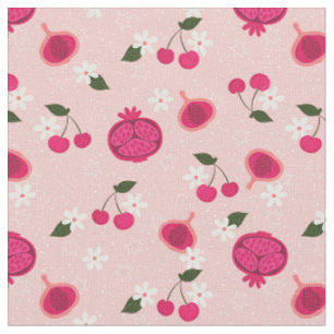 Tela margarita floral de cerezo rosa granada