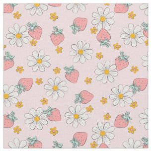 Tela Margarita Floral de Fresa de Verano