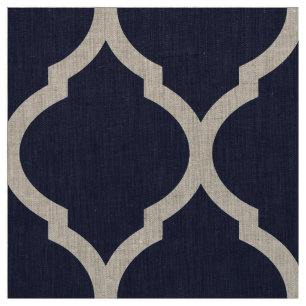 Tela Marina Azul Marruecos Quatrefoil a gran escala