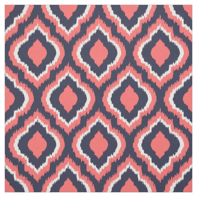 Tela Marina y Coral Ikat marroquí (Retal)