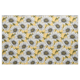 Tela Marinas blancas, flores silvestres en amarillo