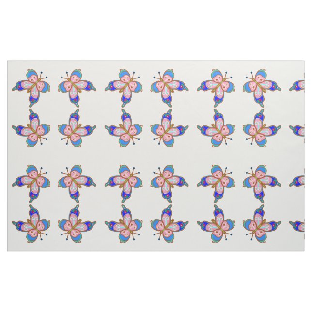 Tela Mariposa azul y rosa ("Cuarto gordo" (fat quarter))