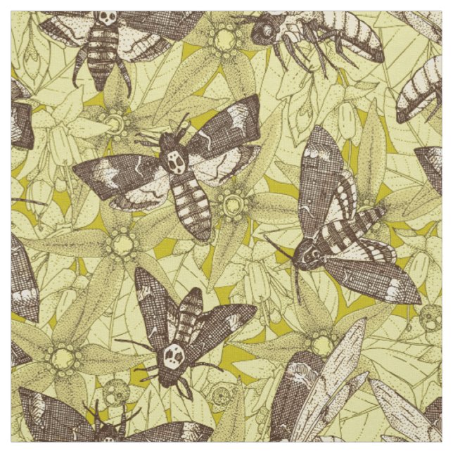 Tela Mariposa calavera chartreuse (Retal)