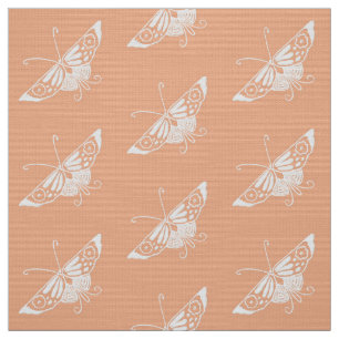 Tela Mariposa Deco Estilizada, Peach Pastel