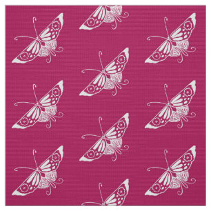 Tela Mariposa decorativa estilizada, magenta