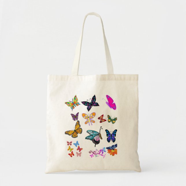 Tela Mariposa del bolso de mano del tote de presupuesto (Frente)