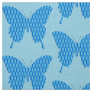 Tela Mariposa en papel pintado - tonos azules