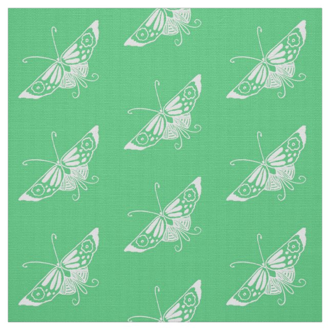 Tela Mariposa estilizada de Deco, verde menta (Retal)