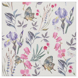 Tela Mariposa floral elegante de primavera