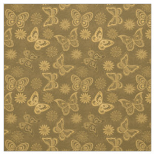 Tela Mariposa floral floral natural de oro moderno de l