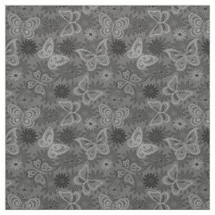 Tela Mariposa floral floral natural de plata de lujo