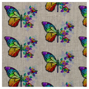 Tela Mariposa florida arcoiris