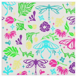 Tela mariposa libélula art nouveau floral antiguo