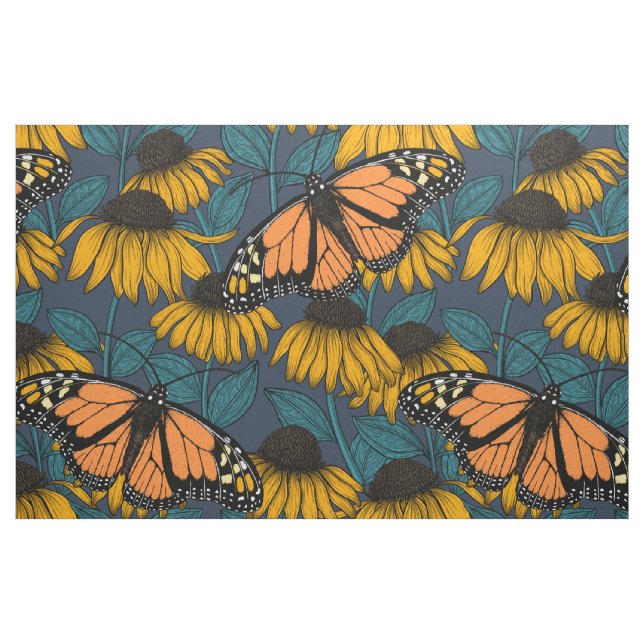 Tela Mariposa monarca sobre las colmenas amarillas ("Cuarto gordo" (fat quarter))