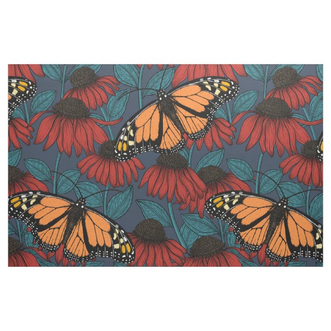 Tela Mariposa monarca sobre las colmenas rojas ("Cuarto gordo" (fat quarter))