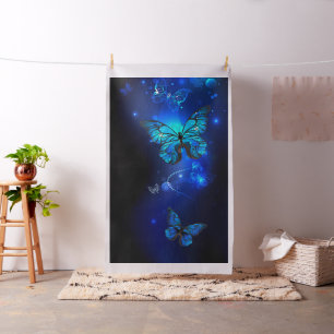 Tela Mariposa morfo en el fondo oscuro
